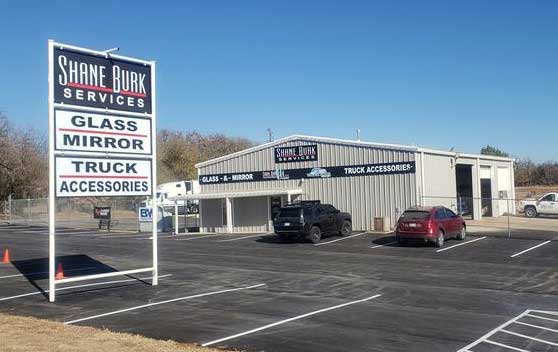 Exterior of the Shane Burk glass shop in Duncan